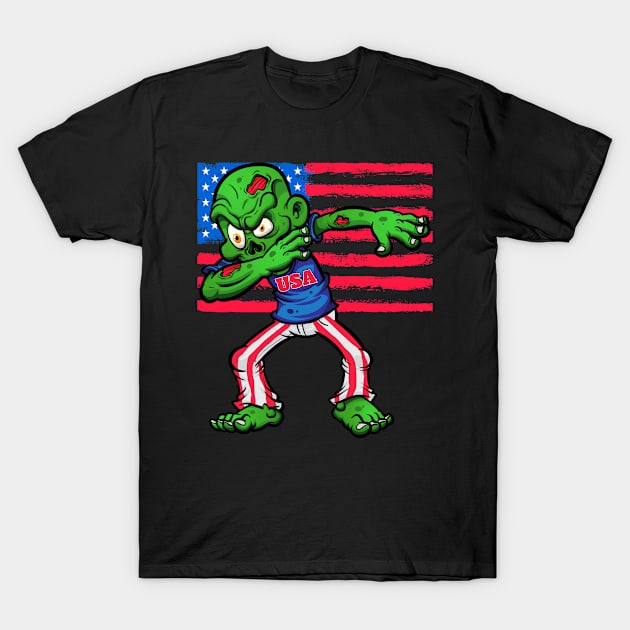 4th Of July Patriotic Zombie T-Shirt by Eyes4